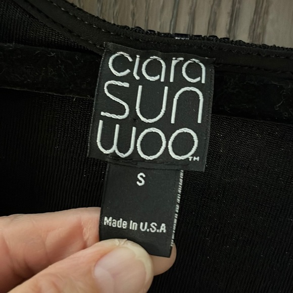 Clara Sun Woo black cocktail sparkly, bare shoulder dress. Size Small - Picture 5 of 8